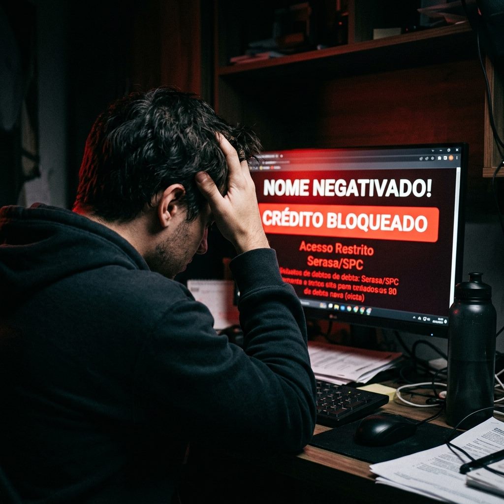 Computador com aviso de nome sujo e crédito bloqueado
